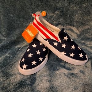 NWT Gymboree Youth 4 Boys Kids Sneakers Shoes Flag Stars Stripes July 4th USA